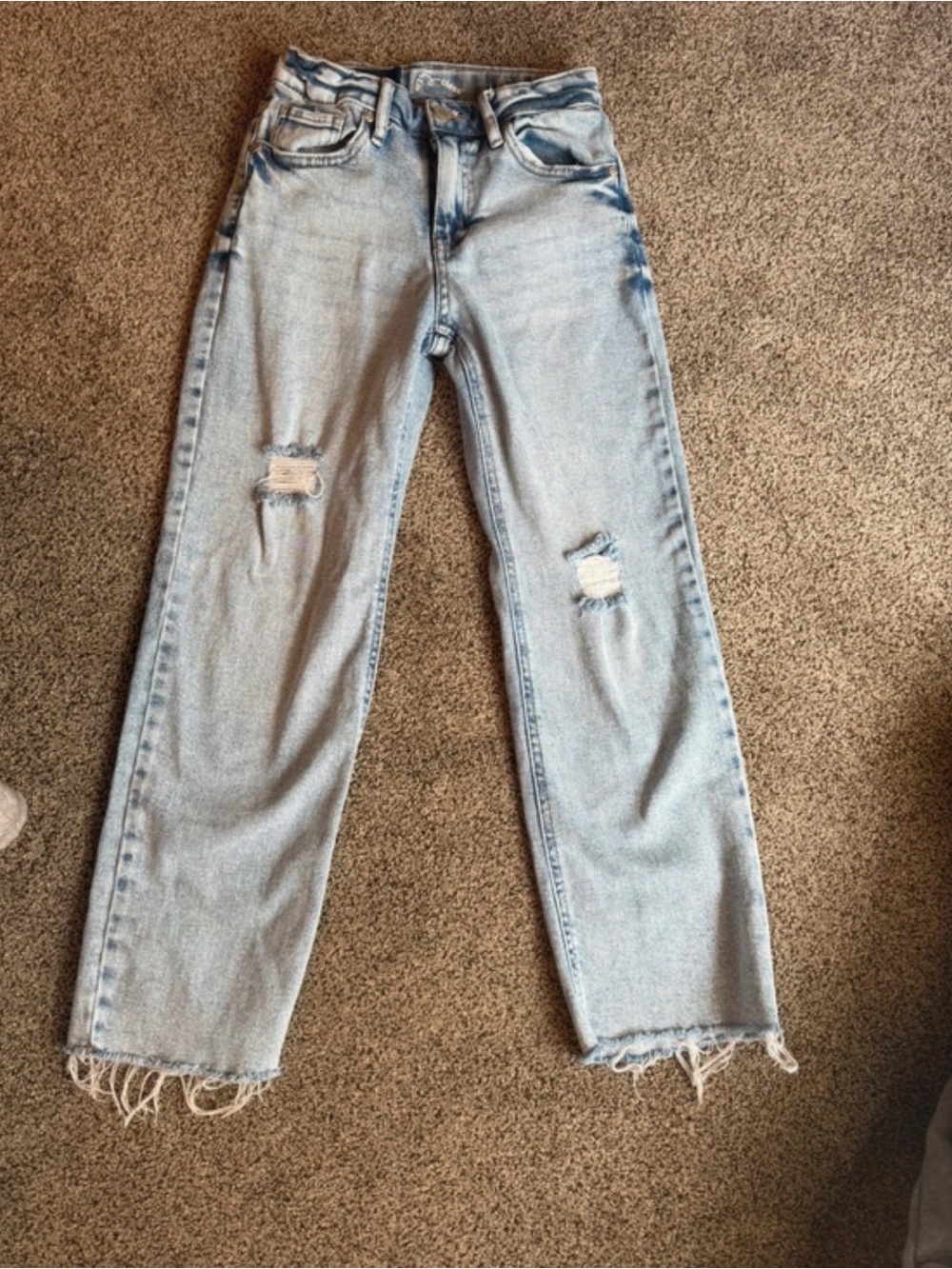 art class Light Wash Distressed Straight-Leg Jeans